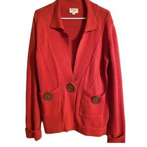 Pure Handknit Cardigan Sweater w/ Decorative Buttons Women's (Small) 🧡